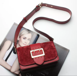 Red suede and leather bag