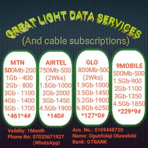 Data recharge, airtime purchase and cable subscriptions