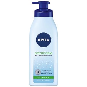 Nivea breathable nourishing body lotion tropical breeze, body lotion for dry skin, 13.5 fl oz pump bottle