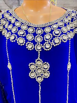 Royal blue stoned women dress abaya