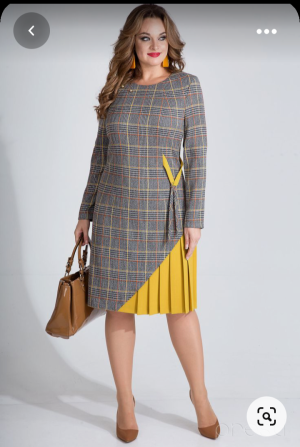 Office dress with overlapped pleats