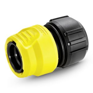 Universal hose connector with aqua stop