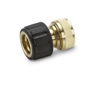 Brass hose connector 3/4" with aqua stop