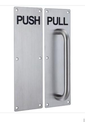 Pull and push door plate