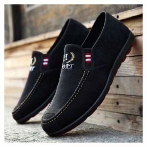 Suede slip-on walkabout sports shoes - black