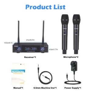 Bomge wireless microphone,metal dual professional uhf cordle