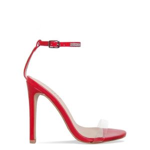 A red high heel sandals