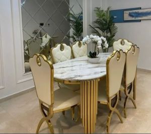 Quality marble top dining table set