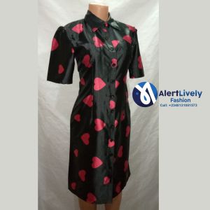 Black and red silk shirt dress m