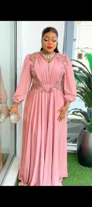 Luxury turkey peach long gown