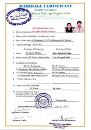 Marriage certificate apply