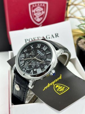 Poedagar chronograph leather strap watch