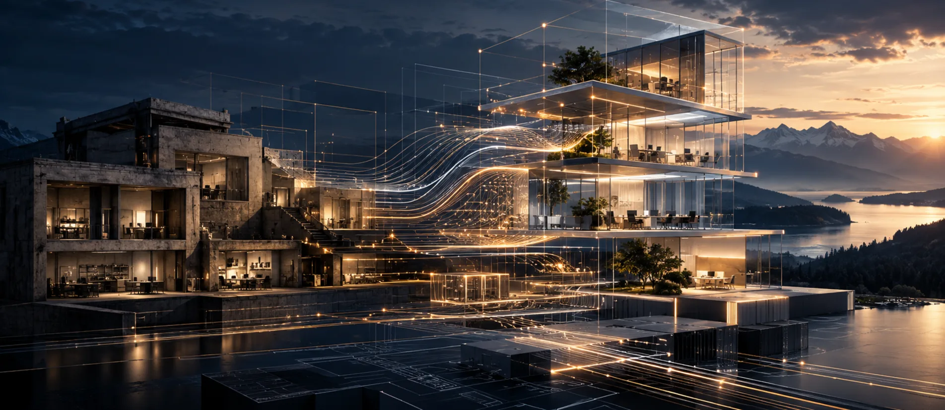 Transformation von einer traditionellen Unternehmensstruktur zu einer vernetzten digitalen Architektur