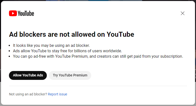 YouTube блокує Ad-block