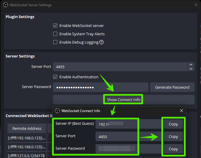 Show Connect Info