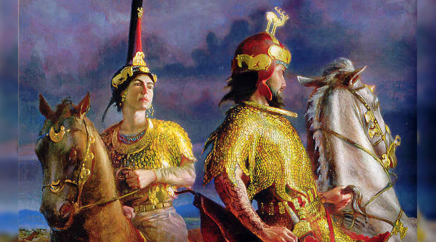 "Scythian nobleman and his wife" - illustration for National Geographic