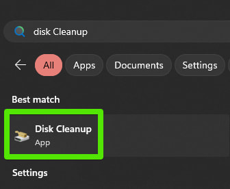 Шукайте Disc Cleanup