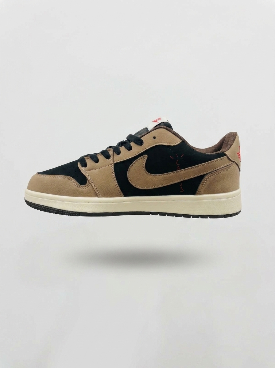 Classic Low-Top Casual Sneakers – Black & Beige