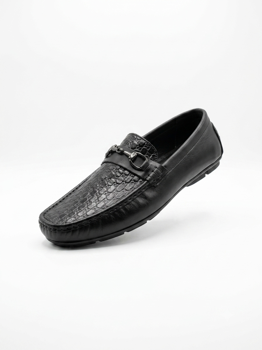 Classic Black Leather Driving Loafers for Men