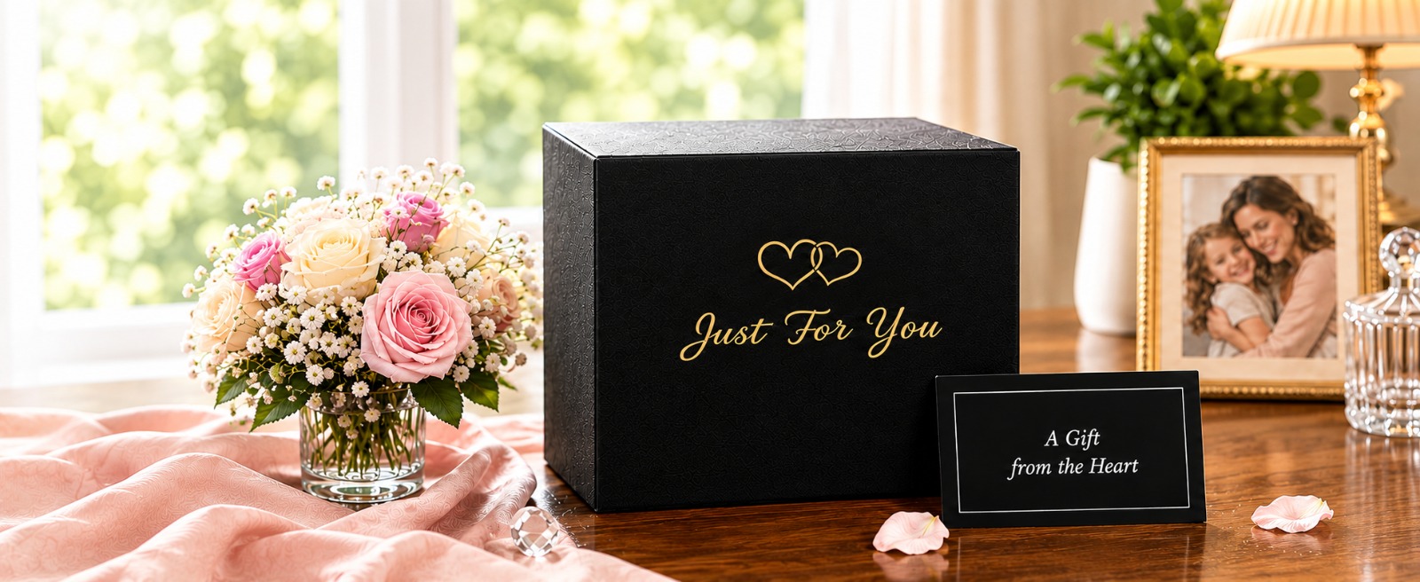 Just For You gift packaging and greeting card