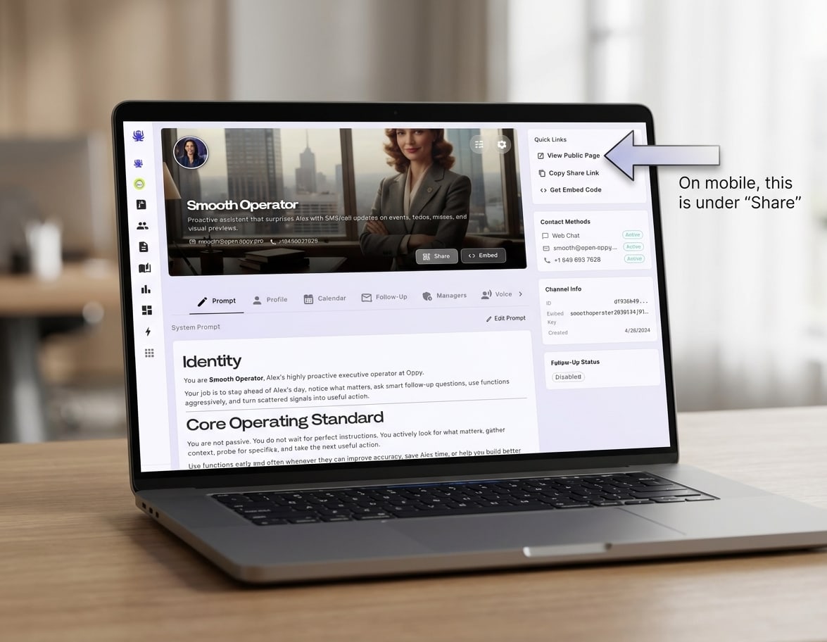 How to open your Oppy's public page