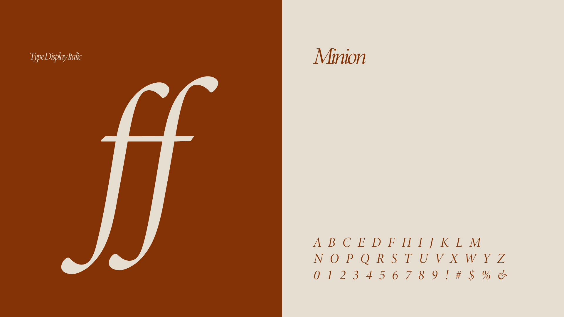 Kaffa typography specimen — the italic double-f