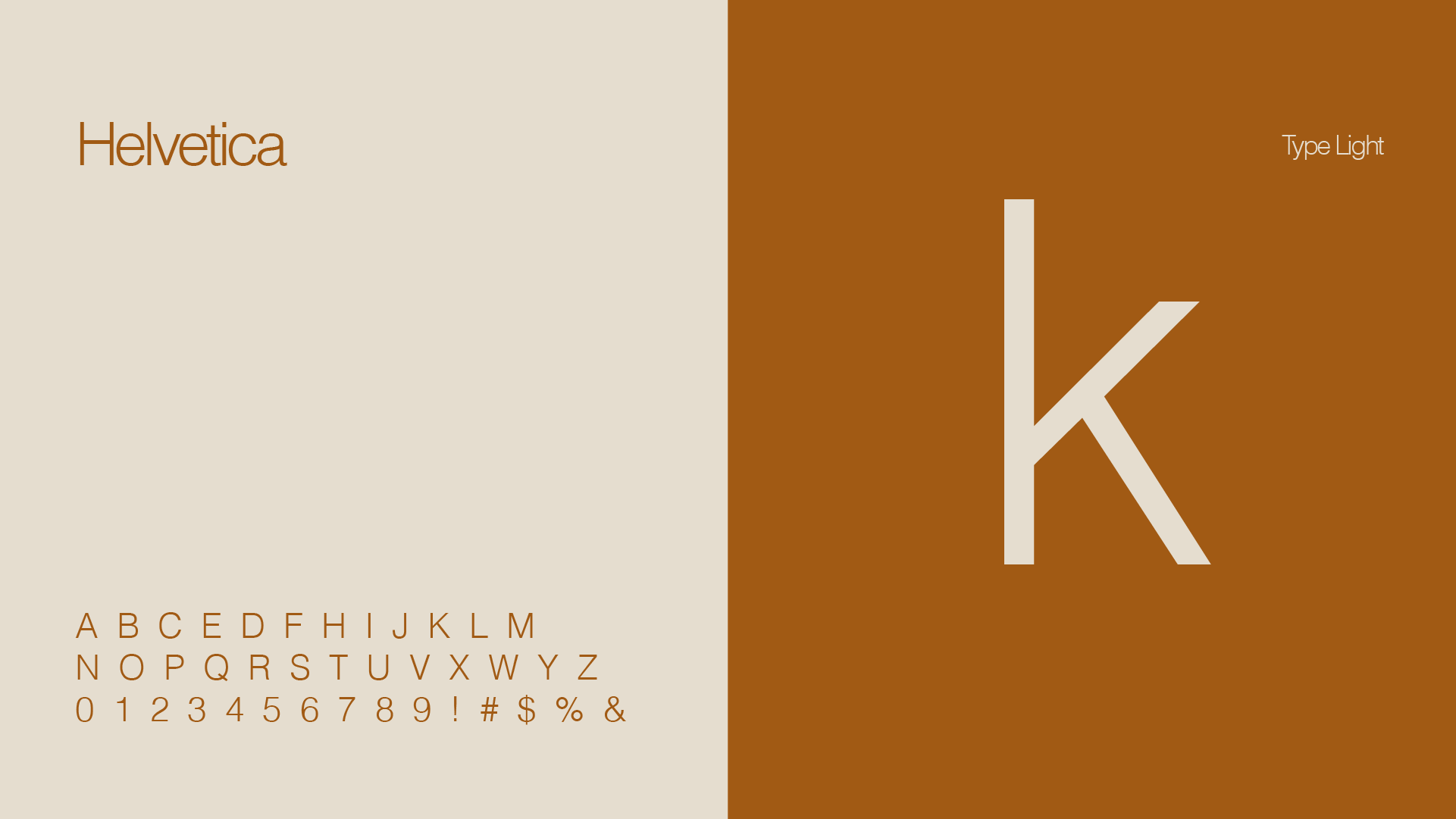 Kaffa typography specimen — the k mark