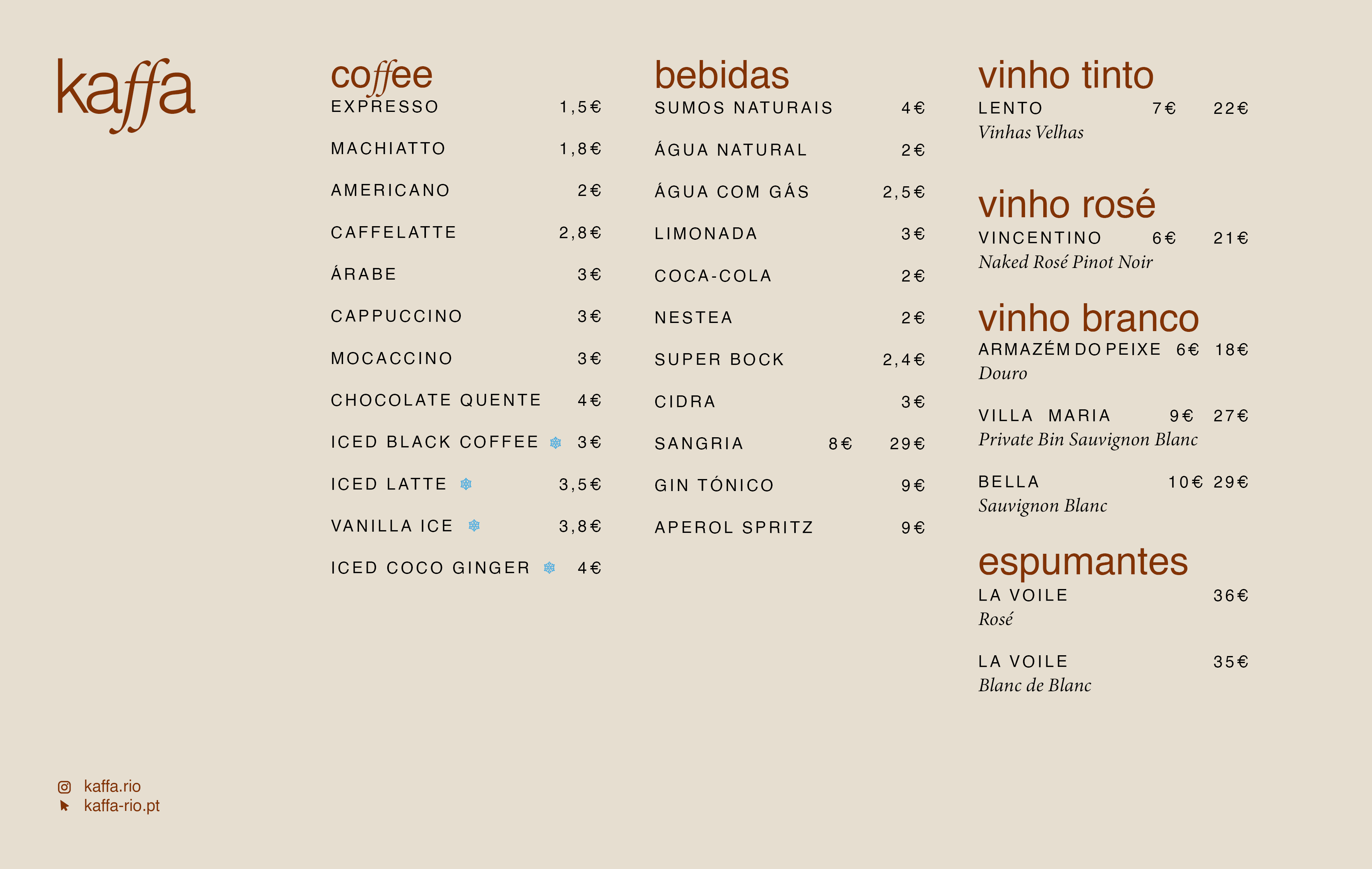 Kaffa menu design, page 2