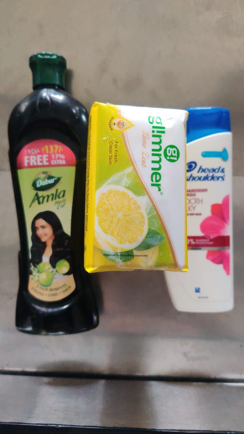 Dabur amla+ glimmer bath soap(pack of 5) + head & shoulder sampoo