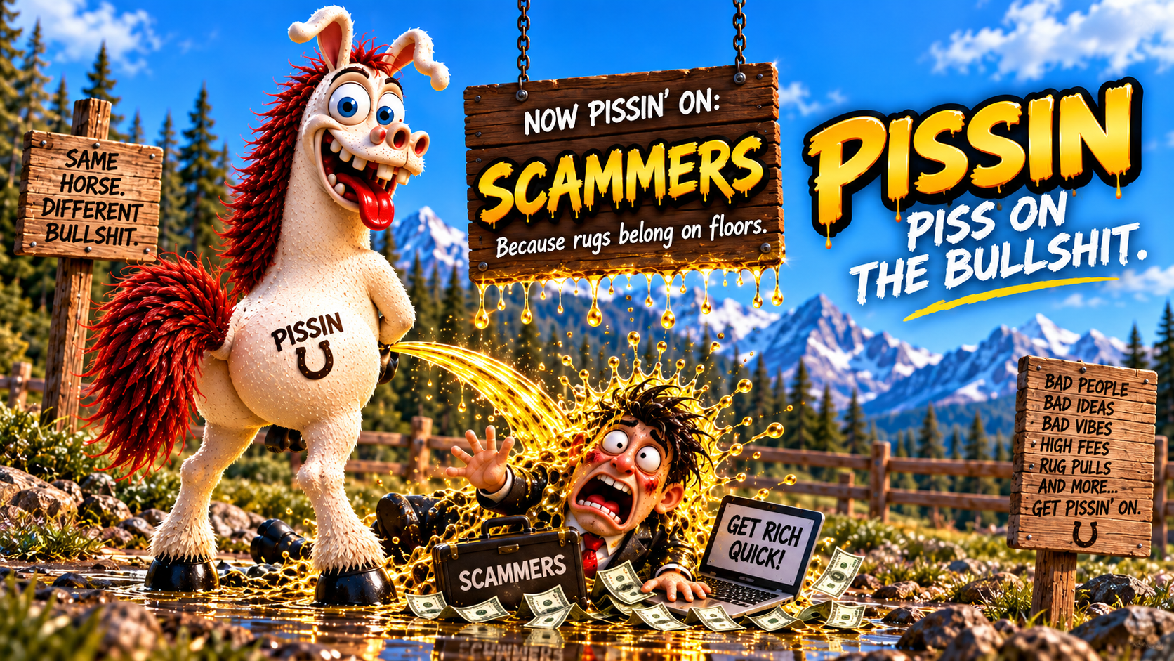 Pissin pissing on spam calls in the mountain scene.