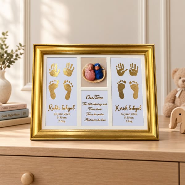 Twins/Siblings Metallic Imprint Frame