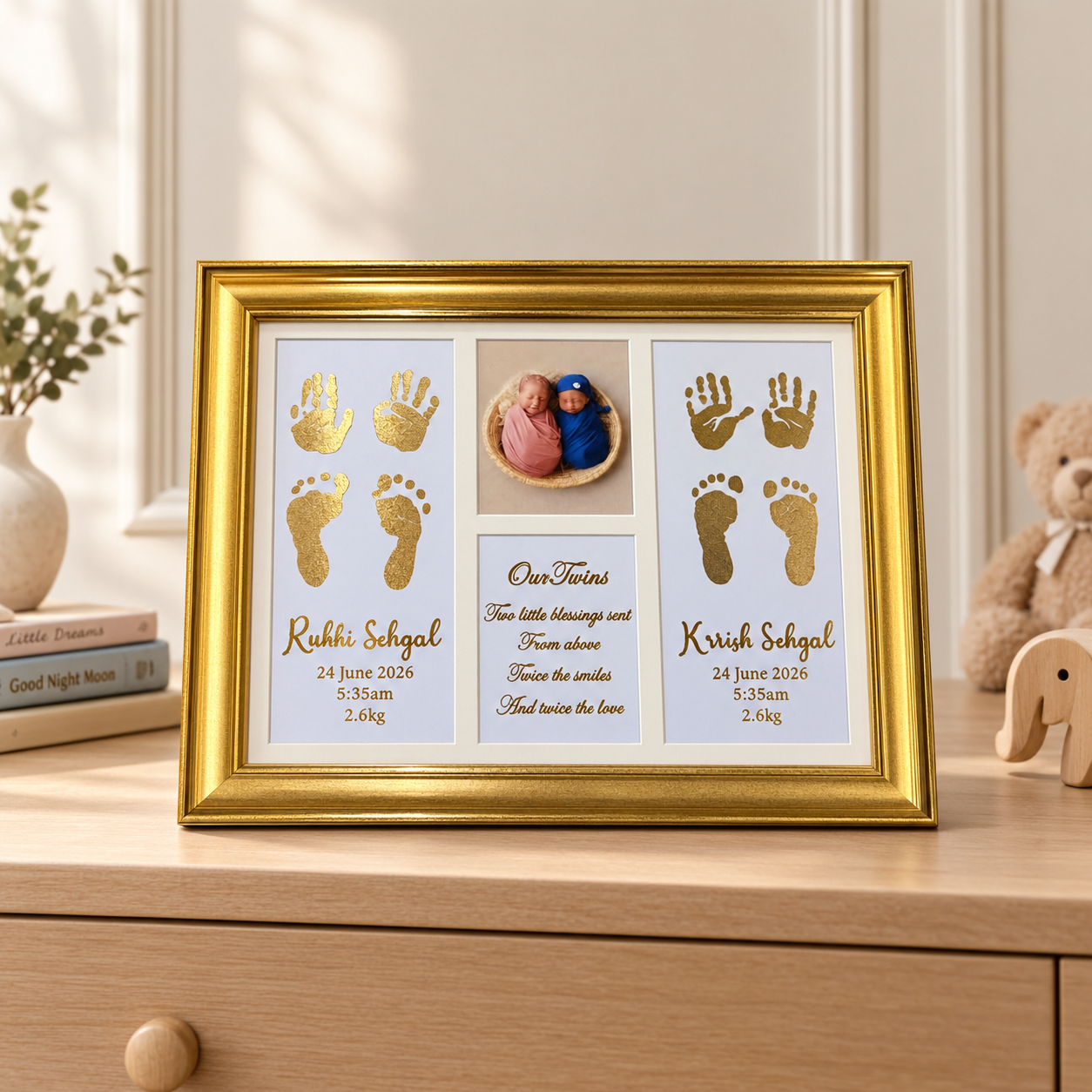 Twins/Siblings Metallic Imprint Frame