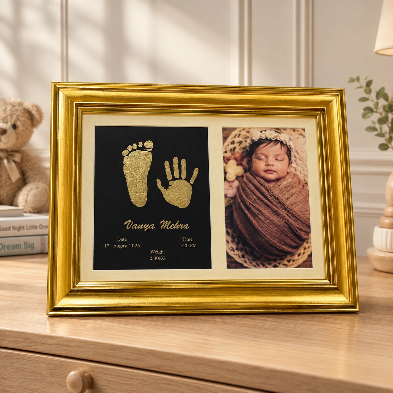 Baby Hand & Foot Metallic Imprints Frame - 2 Imprints