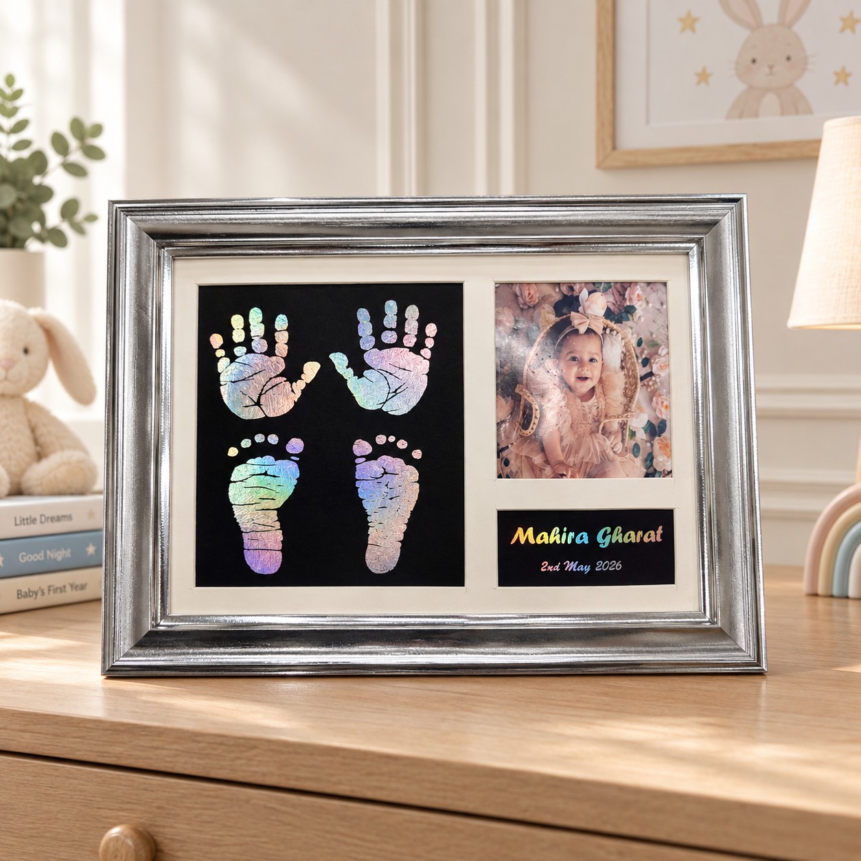 Baby Hand & Feet Metallic Imprint Frame - 4 Imprints