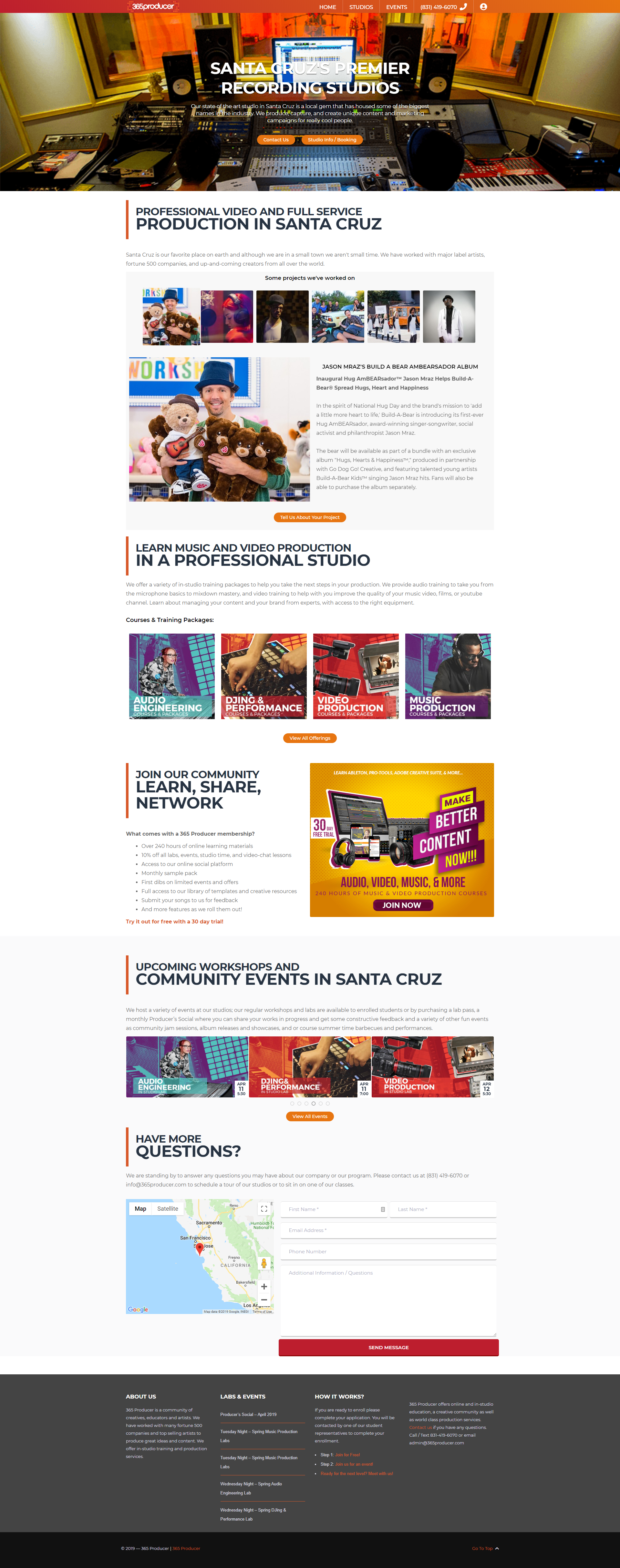 365 Producer Homepage Screenshot