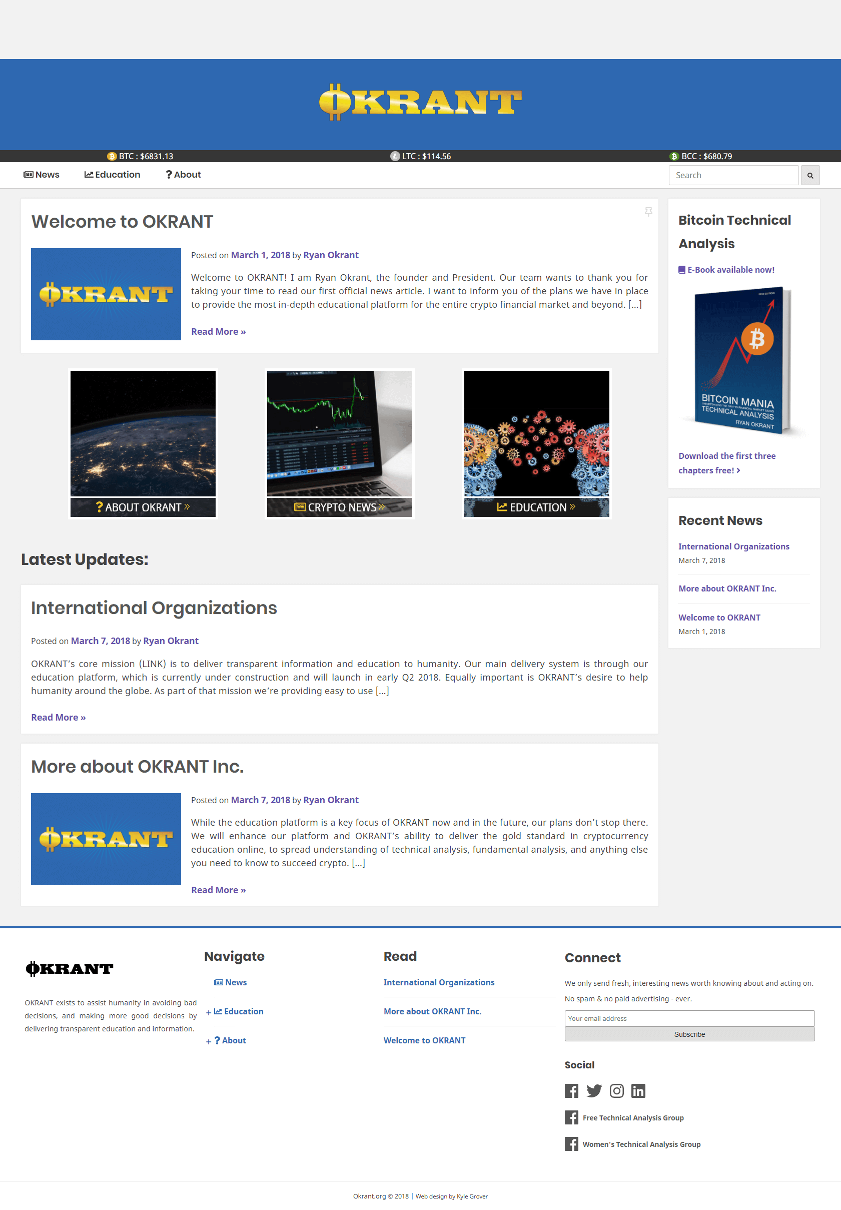 Okrant Inc Homepage Screenshot