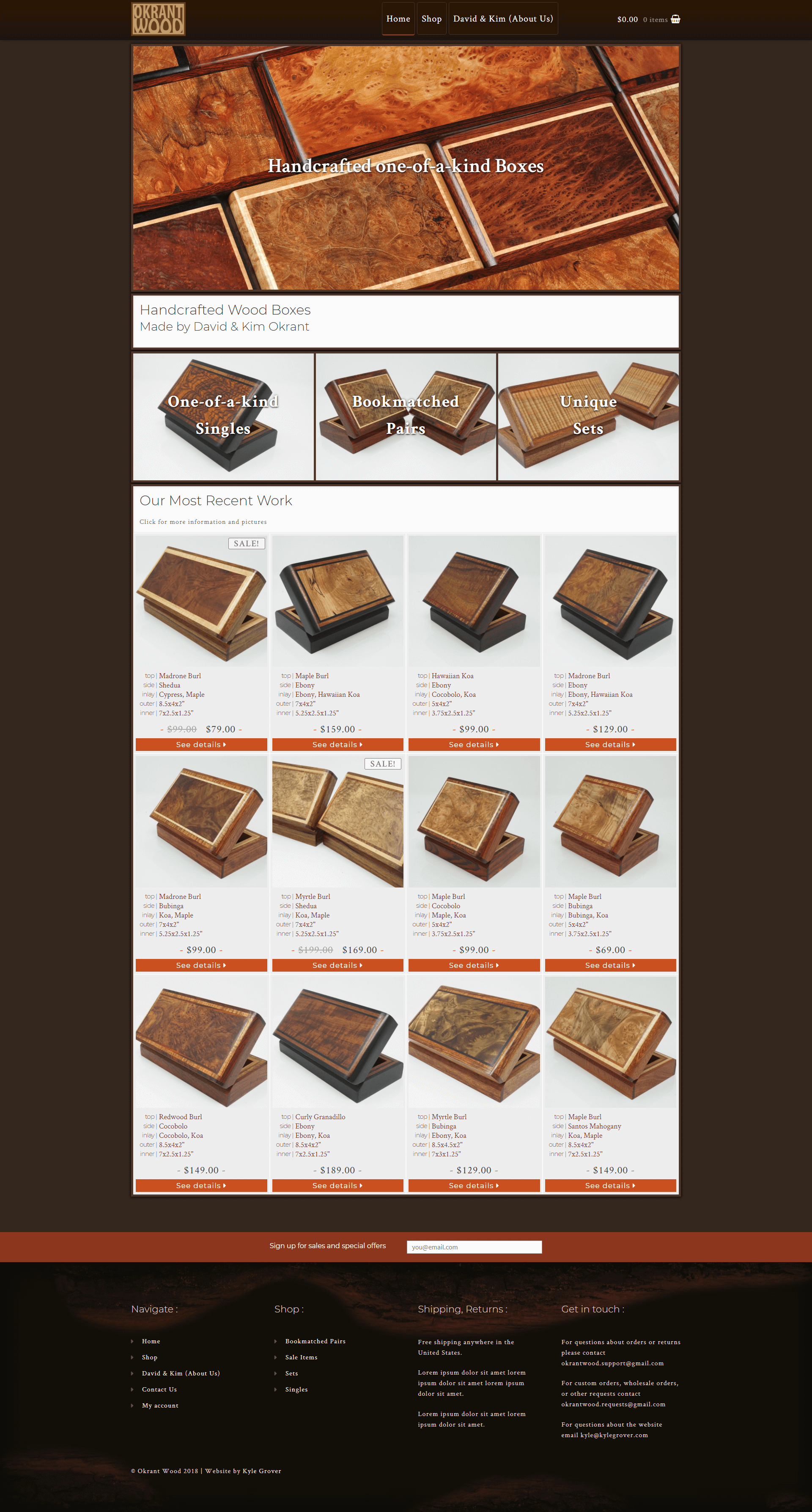 Okrant Wood Homepage Screenshot