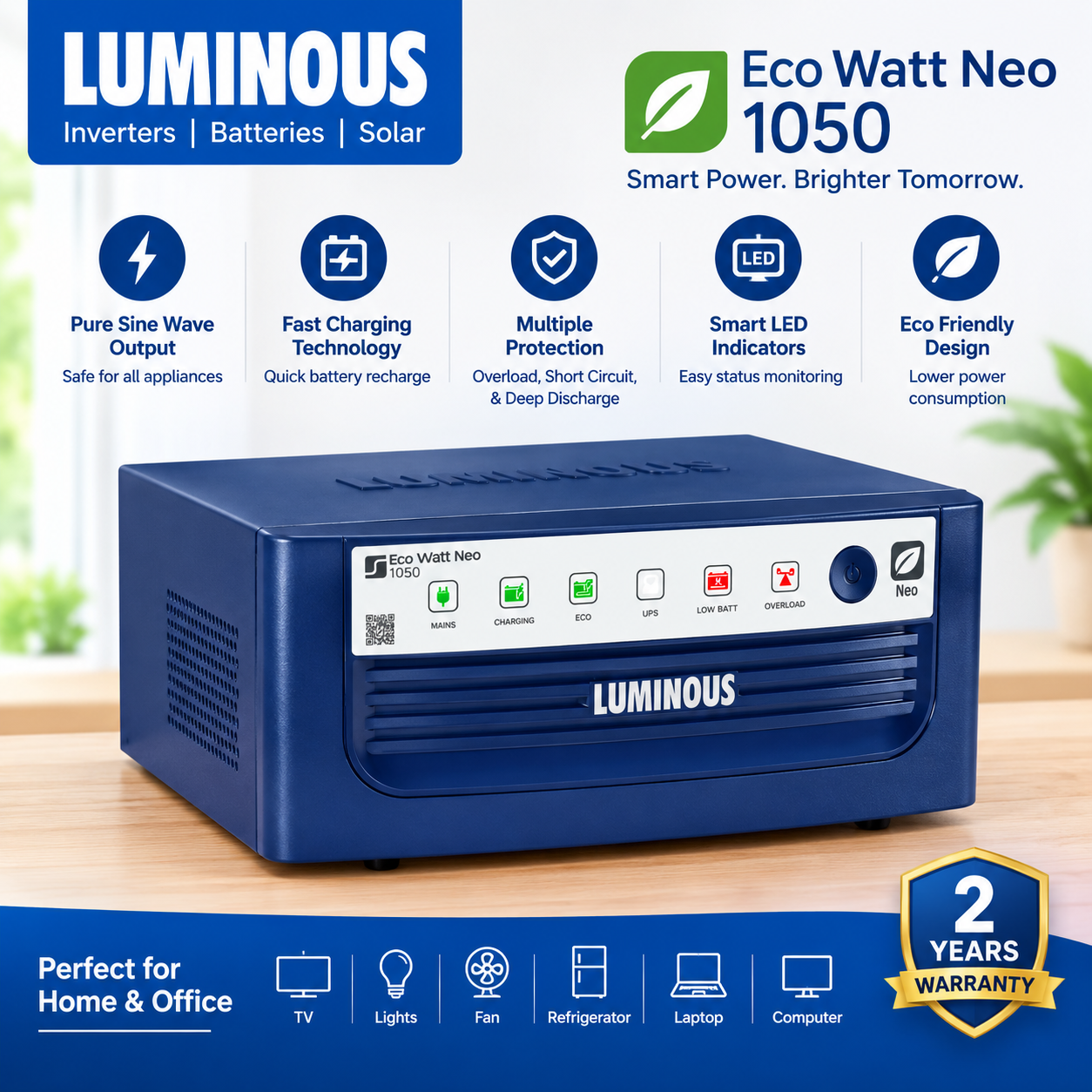 Luminous IPS 1050VA 2 Years Warranty