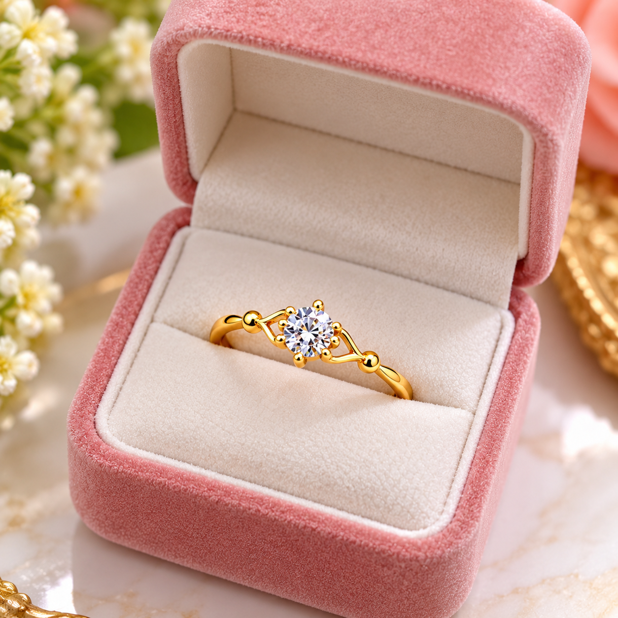 Signature Gold Diamond Cut Ring import by Malaysia