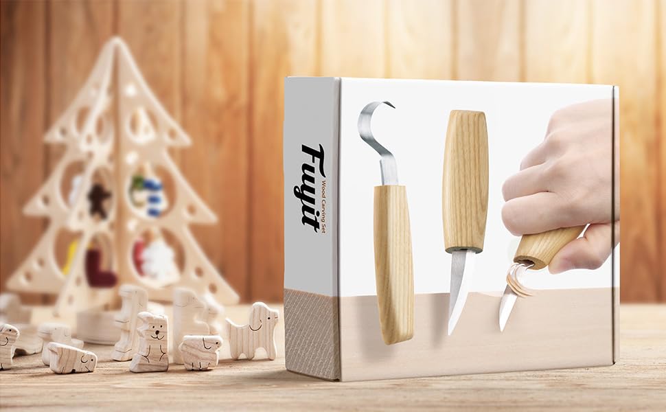 Fuyit Wood Whittling Kit with Basswood Wood Blocks Gifts Set for