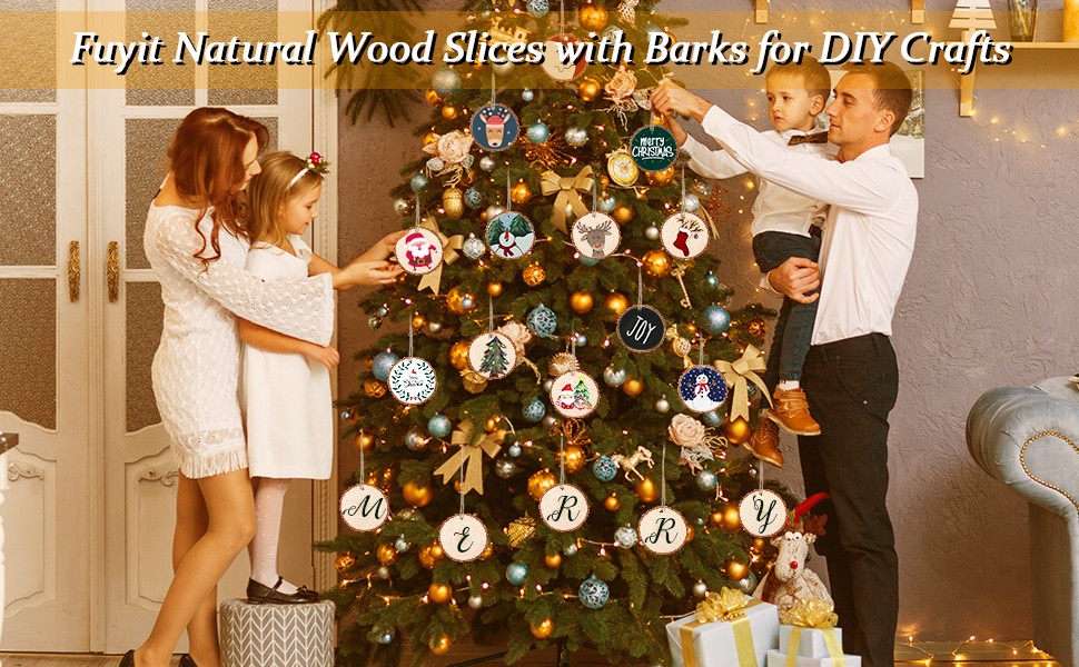 10/20pcs Wood Slices Wood Rounds With Pre-drilled Hole And Twine String,  Wood Slices For Wood Burning Painting DIY Crafts Christmas Ornaments Party  We