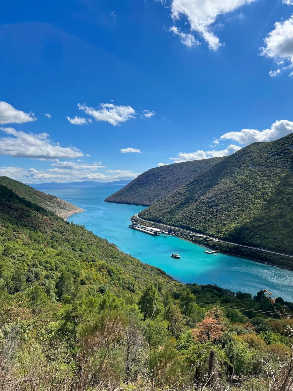 Beautiful views of the sea and mountains along the coast of Croatia