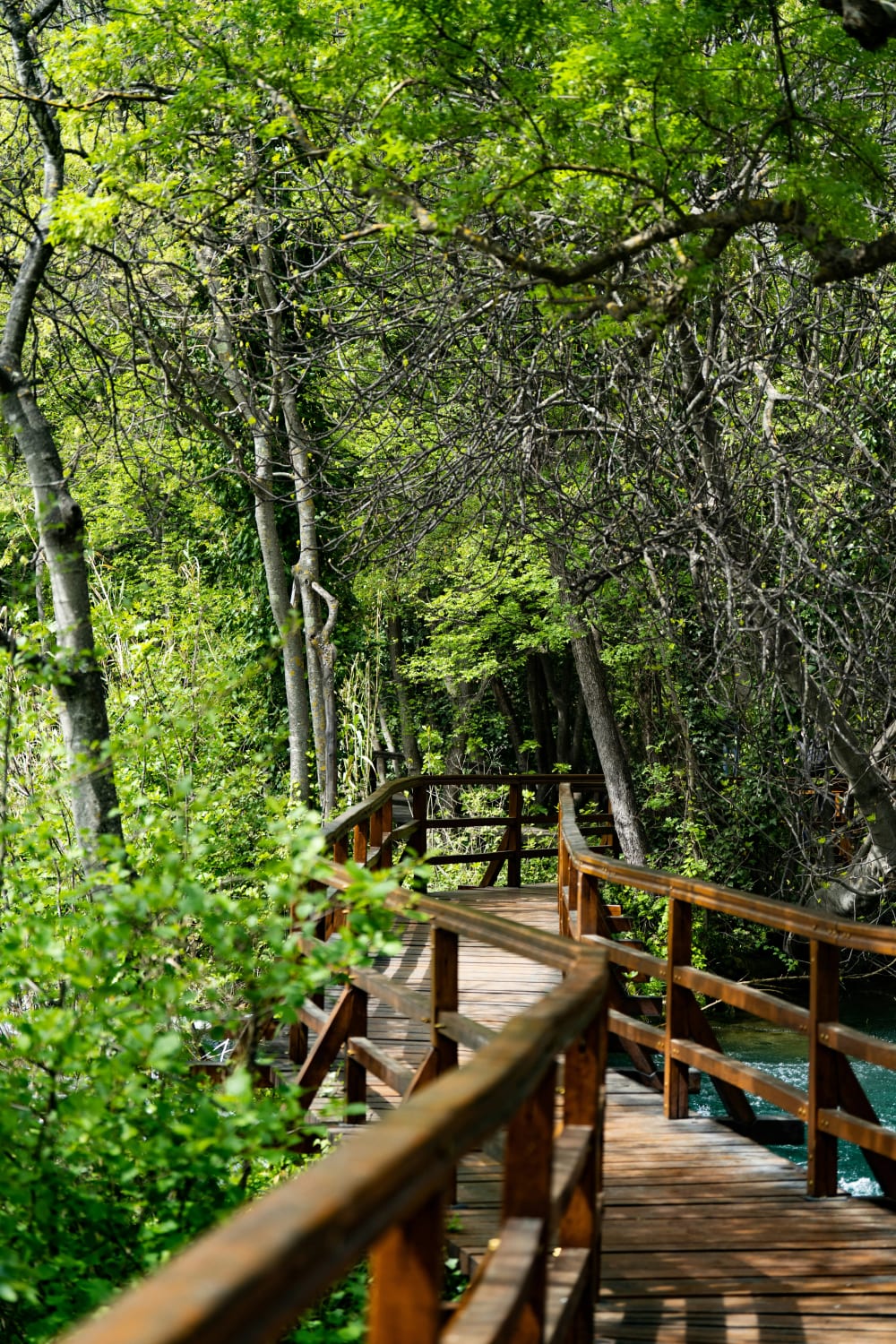 The famous wooden boardwalks of Krka National Park in Croatia