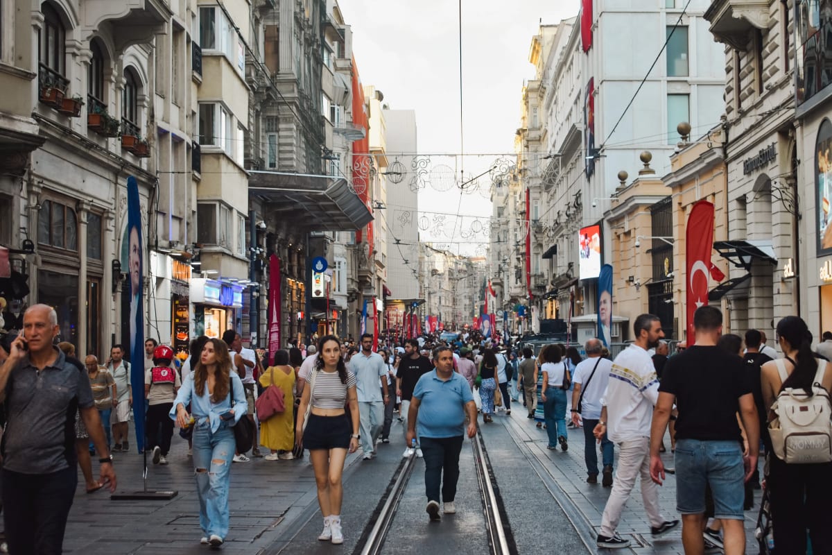 İstiklal Caddesi (İstiklal Avenue) famous pedestrian boulevard in Istanbul, Turkey