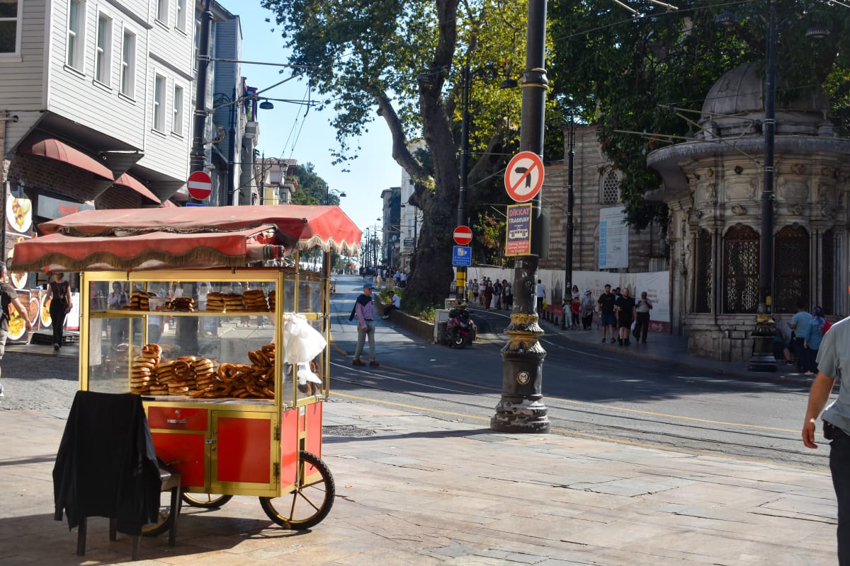 Simit sold in the Sultanahmet neighborhood of Istanbul, Turkey