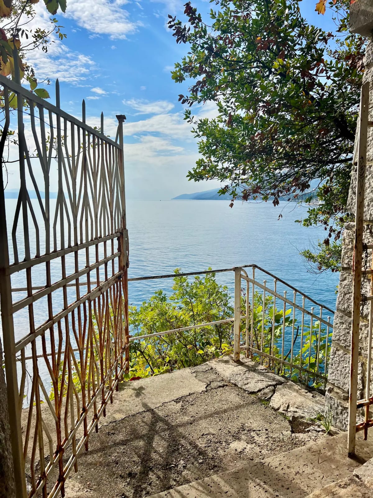 Stairway that leads to the sea along the coast of Opatija, Croatia