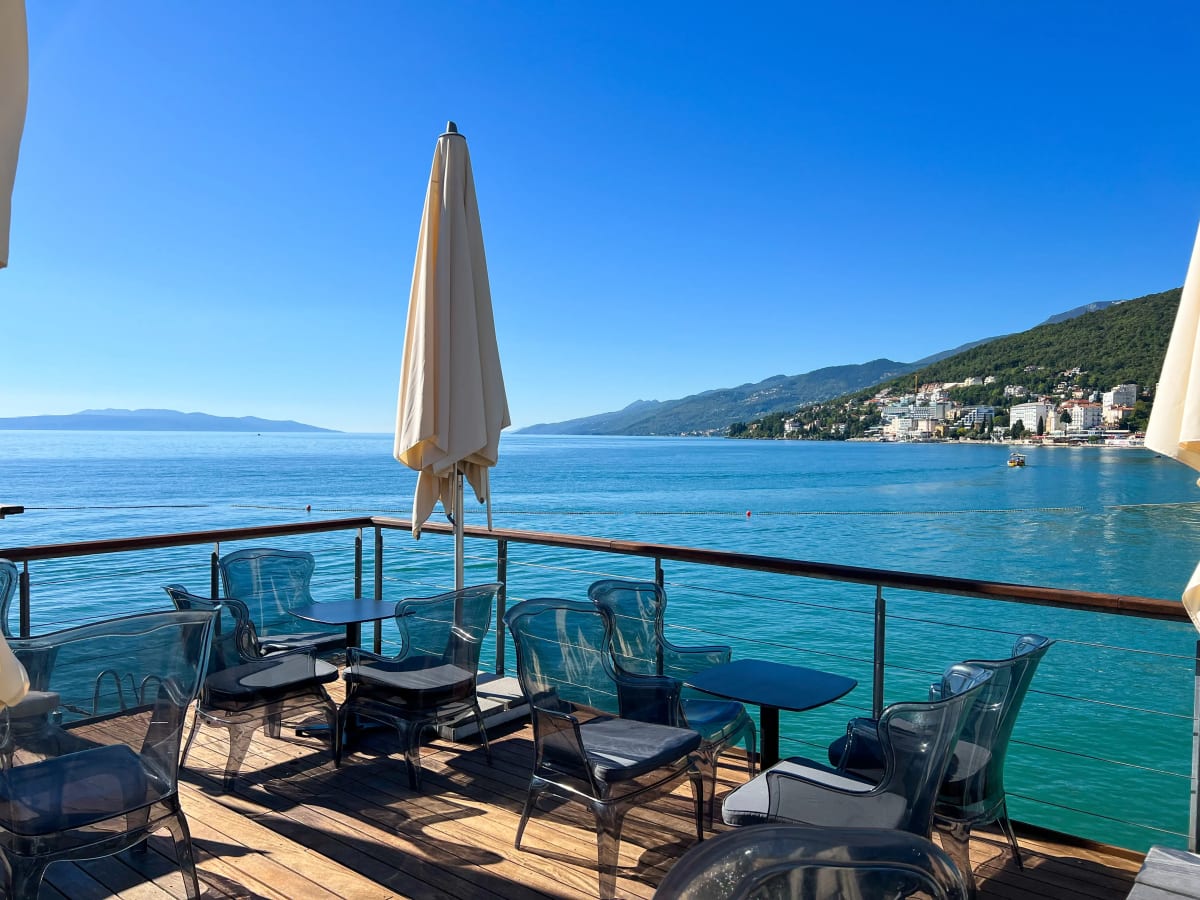 A lively square in downtown Opatija, Croatia