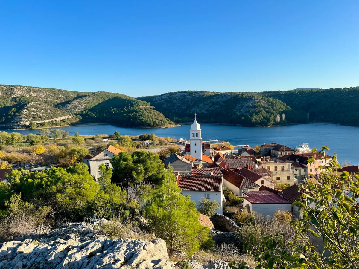 View over Skradin and the Krka River from the Fortress of Turina