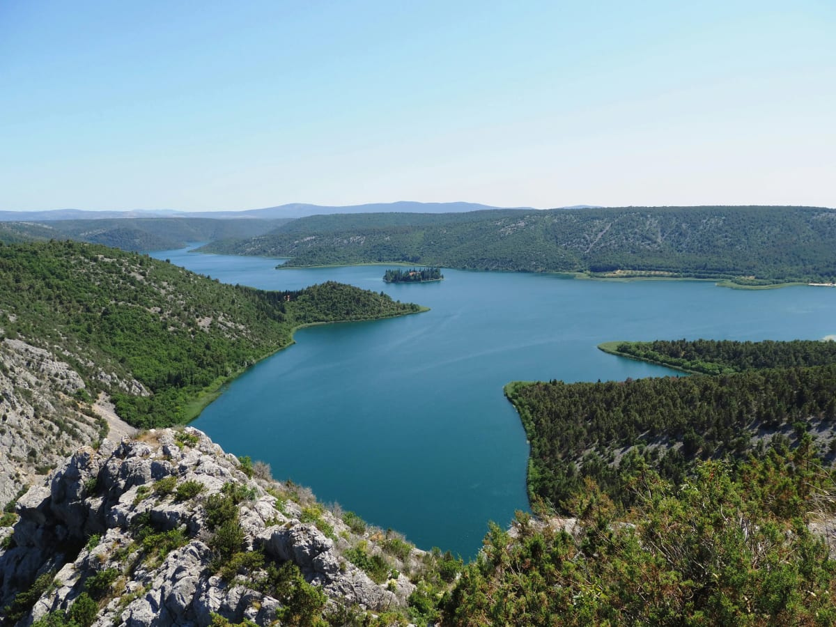 Panoramic View over Krka River at the Rogovo viewpoint in Krka National Park
