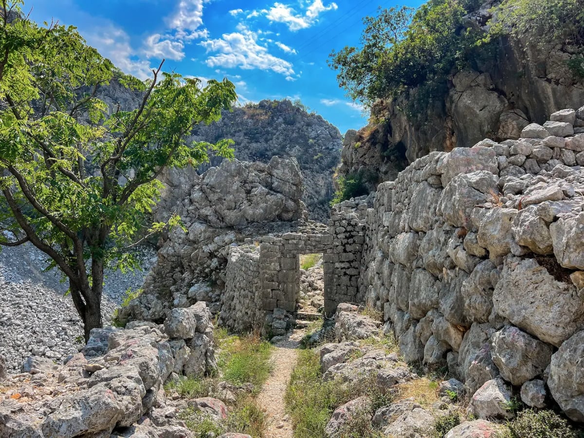 Ancient ruins in the mountains of Kotor Montenegro